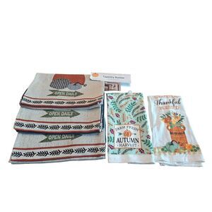 Autumn Table Runner Lot of 3 Printed 13x68 Inc Fall Pumpkins 2 Autumn Hand towel